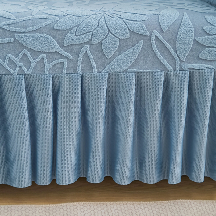 91家纺网 家纺一手货源 找家纺 （总）兴俪韵家纺 2025新款裙边款太阳花双扶手提花绒沙发套