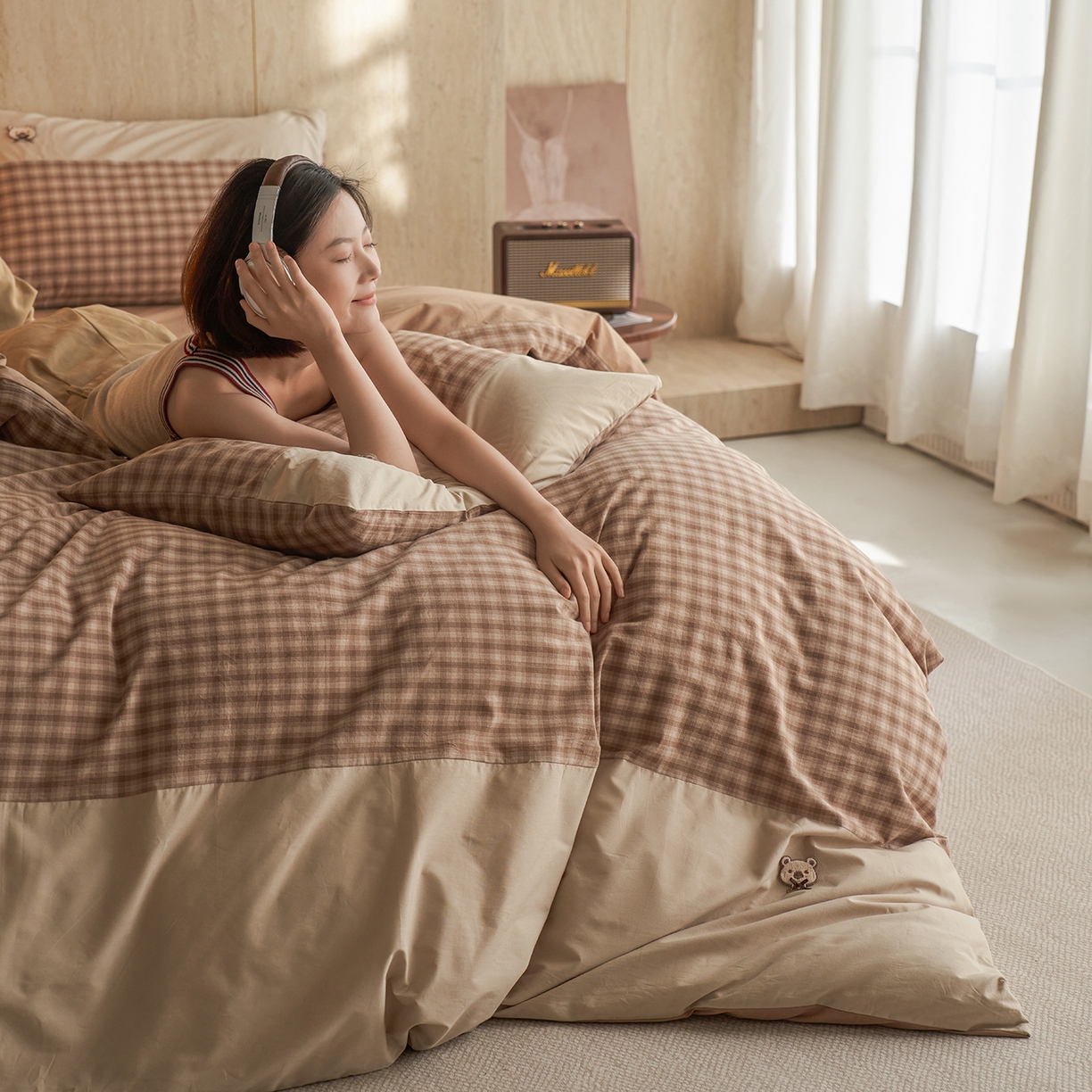 91家纺网 家纺一手货源 找家纺 （总）安莱生活 2026年新品全棉纯棉色织水洗棉自然系列四件套-自然系列