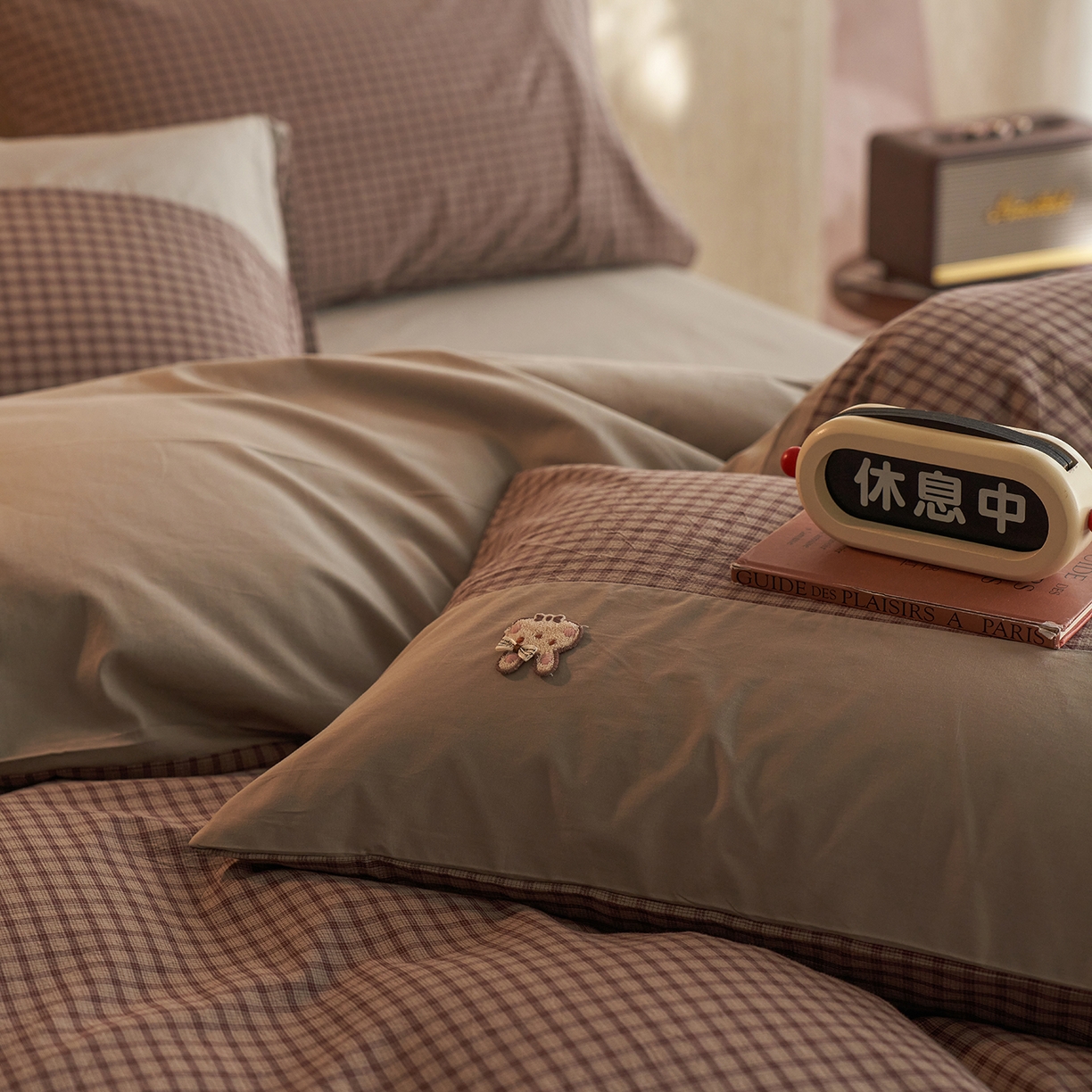 91家纺网 家纺一手货源 找家纺 安莱生活 2026年新品全棉纯棉色织水洗棉自然系列四件套-自然系列 柚初