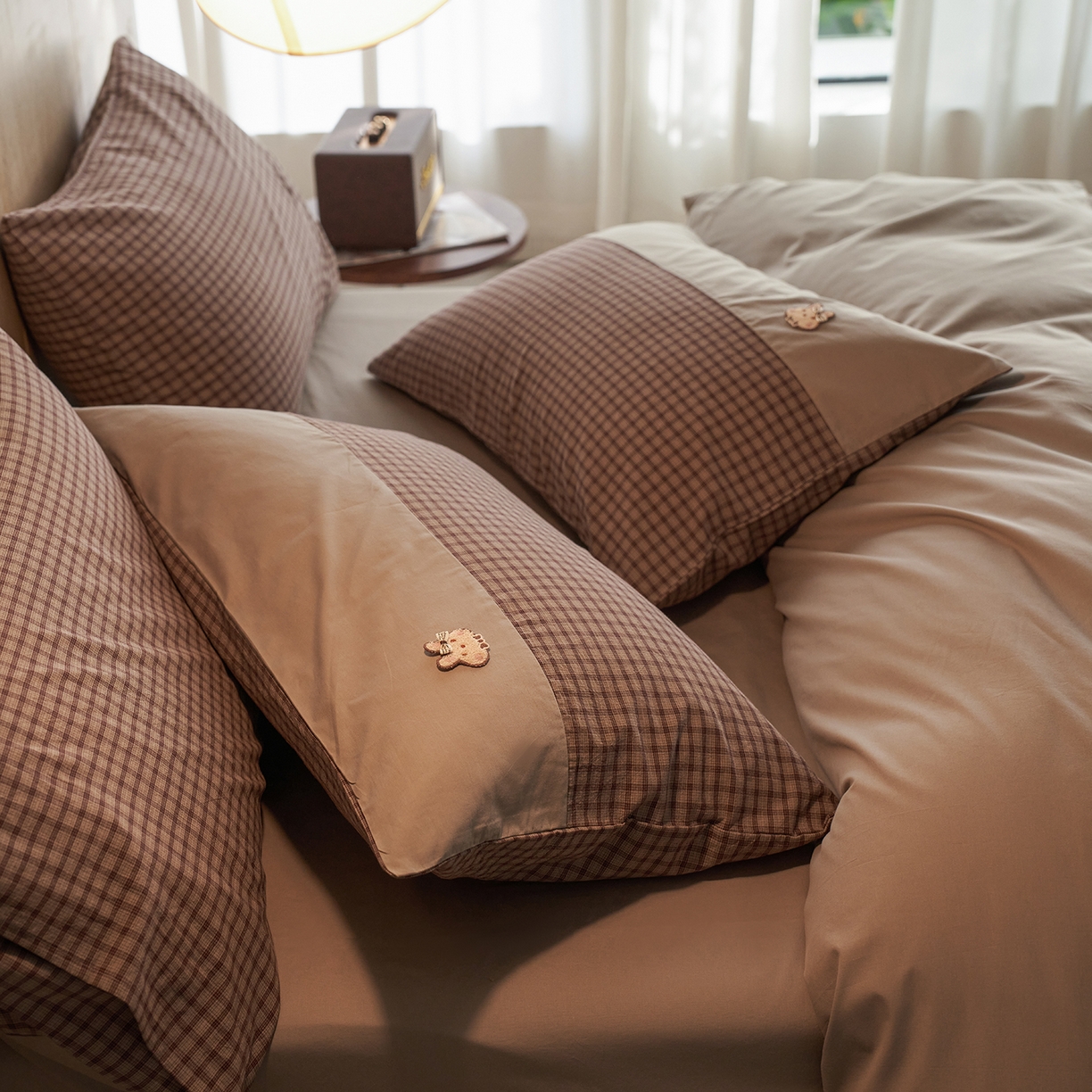 91家纺网 家纺一手货源 找家纺 安莱生活 2026年新品全棉纯棉色织水洗棉自然系列四件套-自然系列 柚初