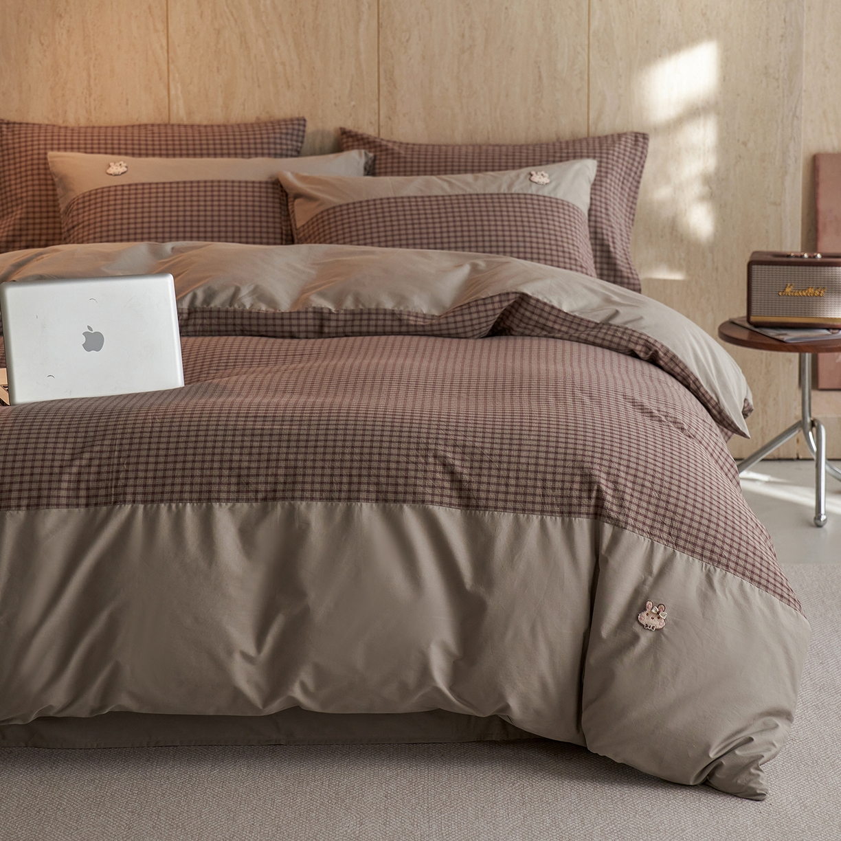 91家纺网 家纺一手货源 找家纺 安莱生活 2026年新品全棉纯棉色织水洗棉自然系列四件套-自然系列 柚初