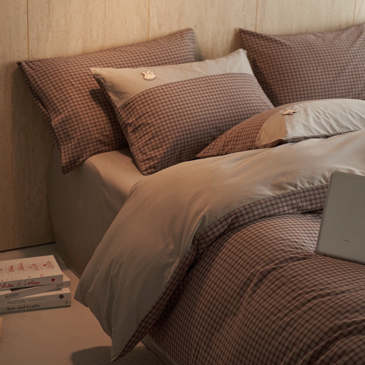 91家纺网 家纺一手货源 找家纺 安莱生活 2026年新品全棉纯棉色织水洗棉自然系列四件套-自然系列 柚初