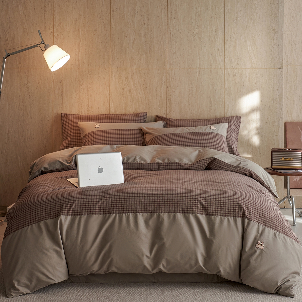 91家纺网 家纺一手货源 找家纺 安莱生活 2026年新品全棉纯棉色织水洗棉自然系列四件套-自然系列 柚初