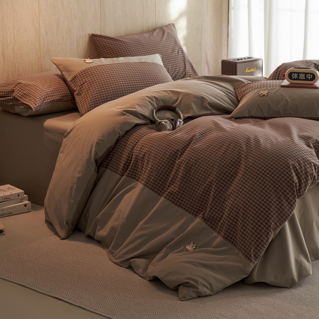 91家纺网 家纺一手货源 找家纺 安莱生活 2026年新品全棉纯棉色织水洗棉自然系列四件套-自然系列 柚初