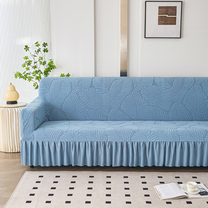 91家纺网 家纺一手货源 找家纺 （总）兴俪韵家纺 2025新款裙边款大枫叶双扶手提花绒沙发套