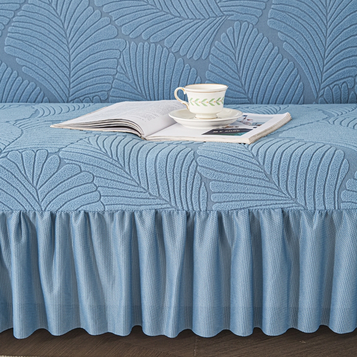 91家纺网 家纺一手货源 找家纺 （总）兴俪韵家纺 2025新款裙边款大枫叶双扶手提花绒沙发套