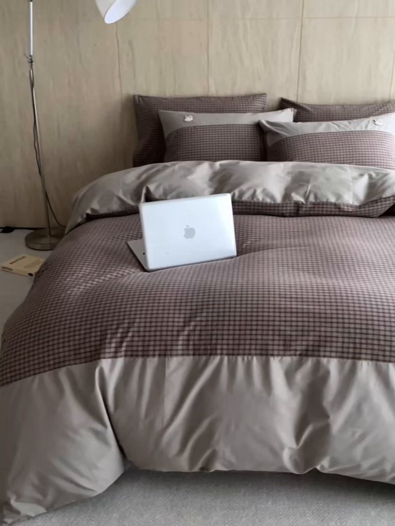 91家纺网 家纺一手货源 找家纺 安莱生活 2026年新品全棉纯棉色织水洗棉自然系列四件套-自然系列 柚初