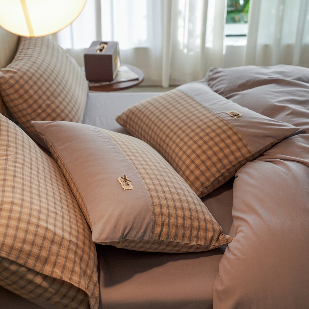 91家纺网 家纺一手货源 找家纺 安莱生活 2026年新品全棉纯棉色织水洗棉自然系列四件套-自然系列 帕睿