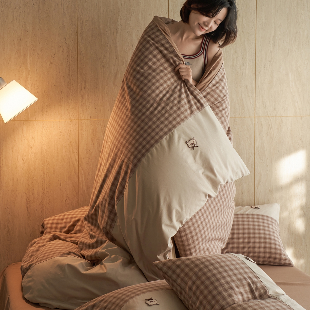 91家纺网 家纺一手货源 找家纺 安莱生活 2026年新品全棉纯棉色织水洗棉自然系列四件套-自然系列 嘉木