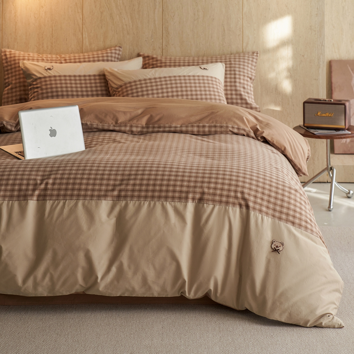 91家纺网 家纺一手货源 找家纺 安莱生活 2026年新品全棉纯棉色织水洗棉自然系列四件套-自然系列 嘉木