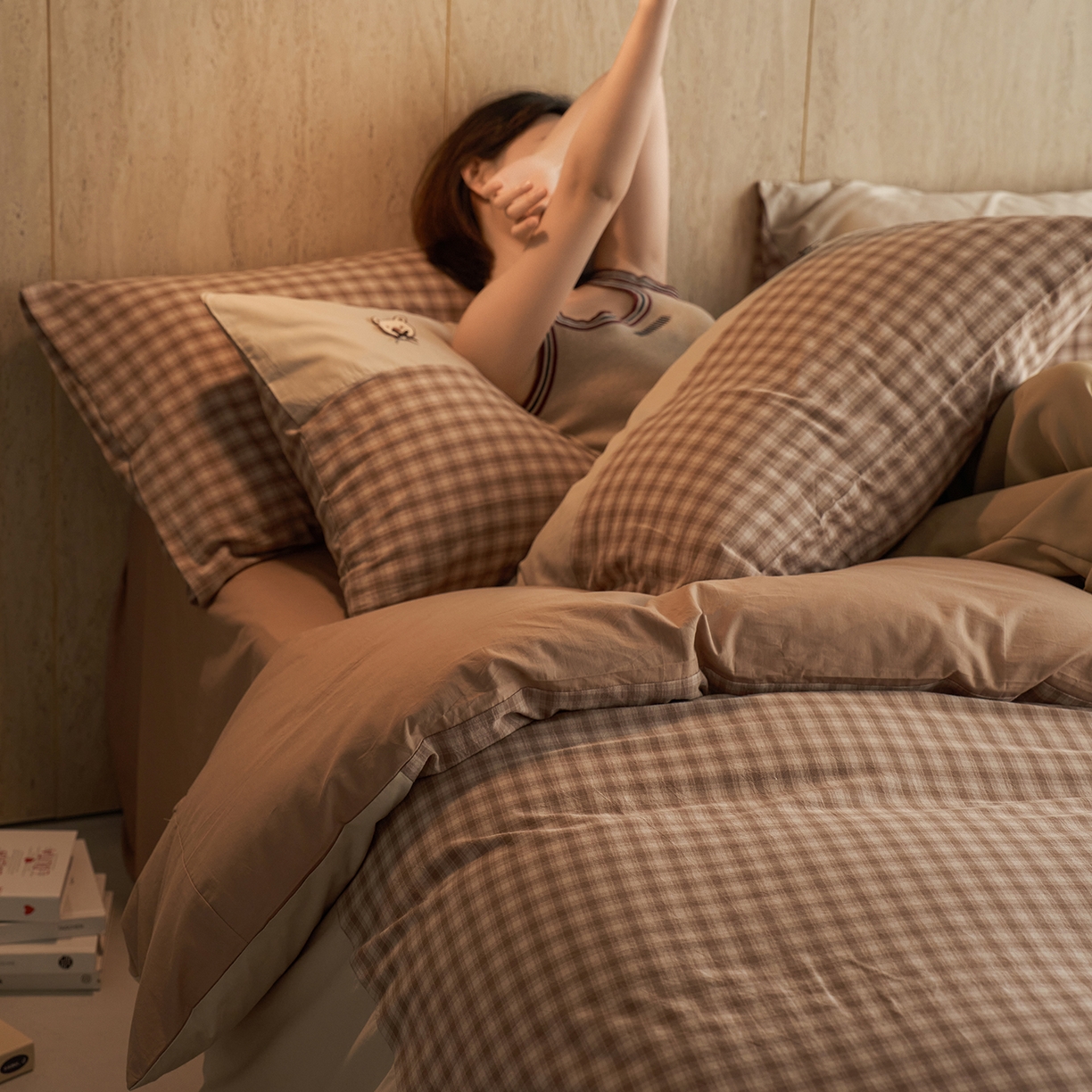 91家纺网 家纺一手货源 找家纺 安莱生活 2026年新品全棉纯棉色织水洗棉自然系列四件套-自然系列 嘉木