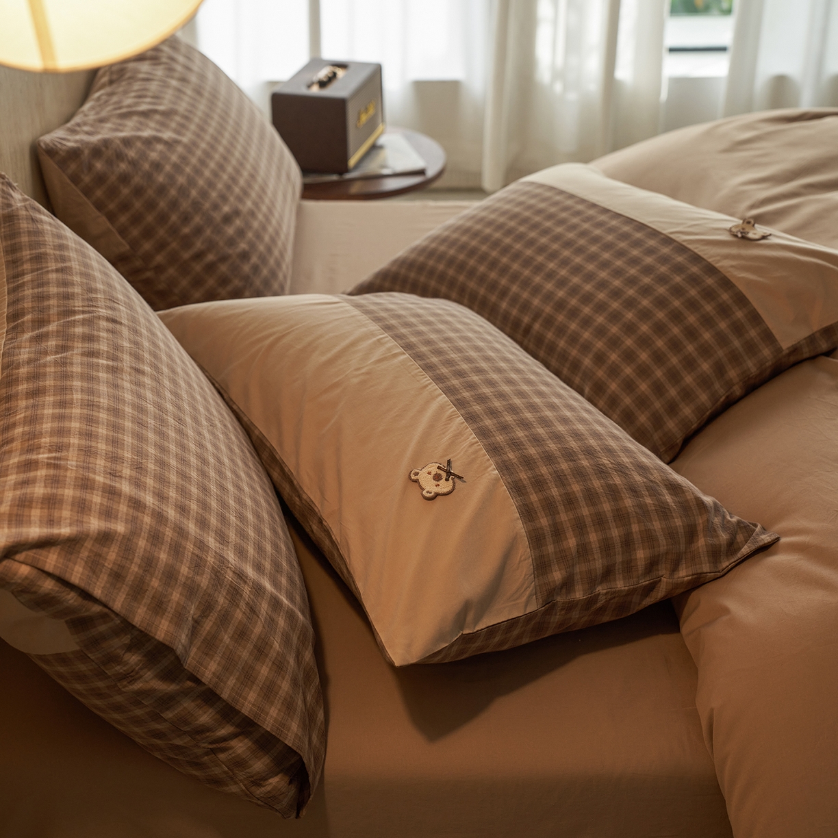 91家纺网 家纺一手货源 找家纺 安莱生活 2026年新品全棉纯棉色织水洗棉自然系列四件套-自然系列 若禾