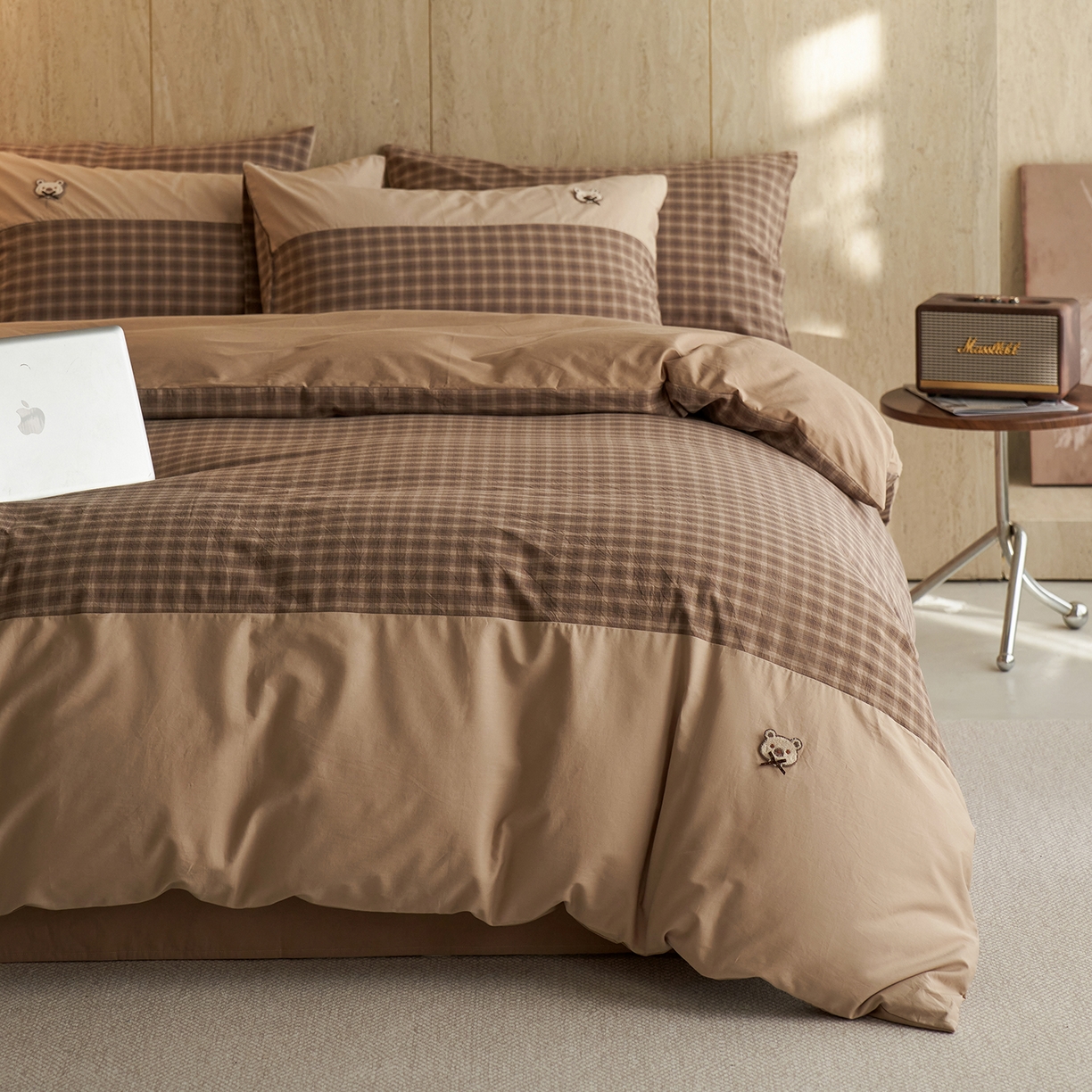 91家纺网 家纺一手货源 找家纺 安莱生活 2026年新品全棉纯棉色织水洗棉自然系列四件套-自然系列 若禾