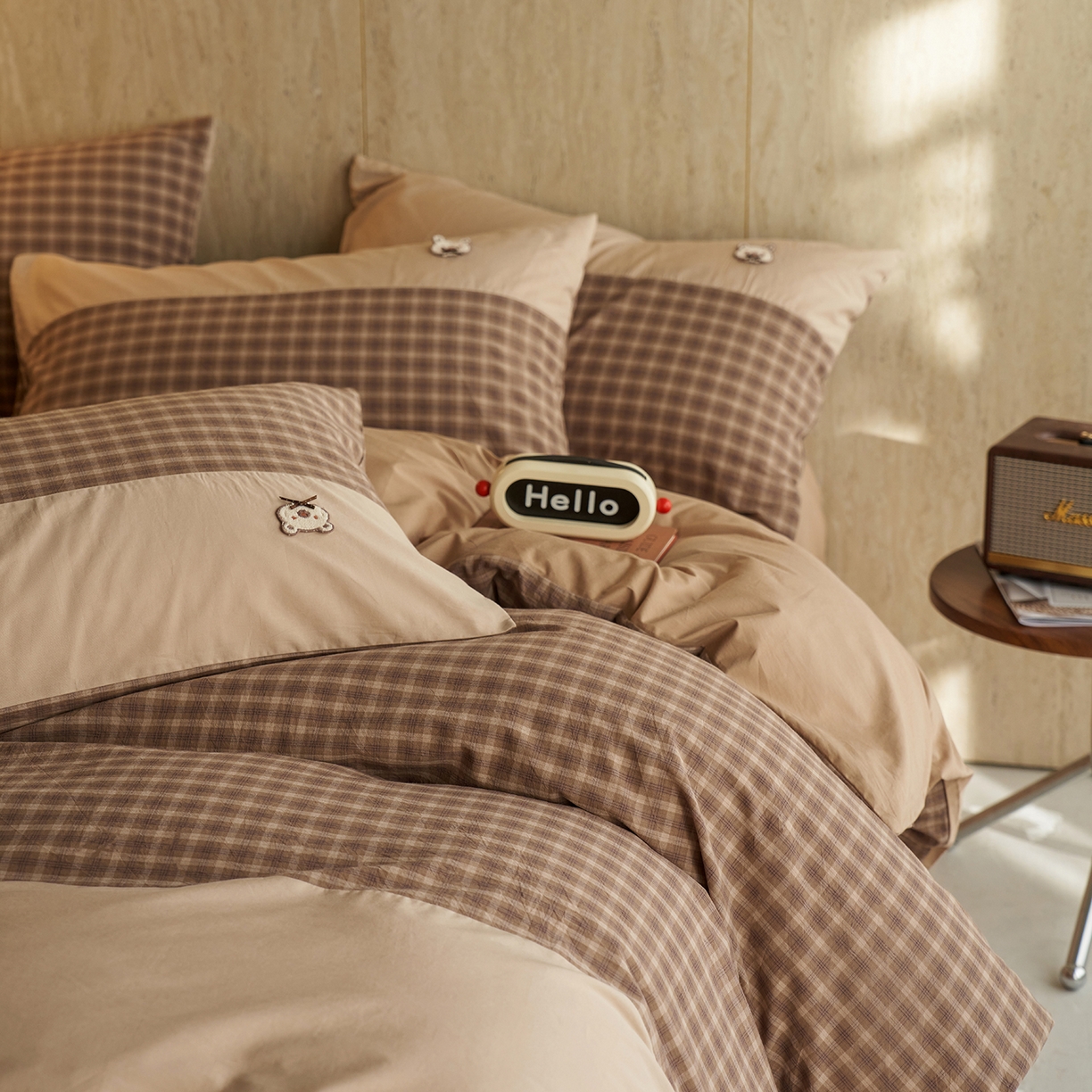 91家纺网 家纺一手货源 找家纺 安莱生活 2026年新品全棉纯棉色织水洗棉自然系列四件套-自然系列 若禾