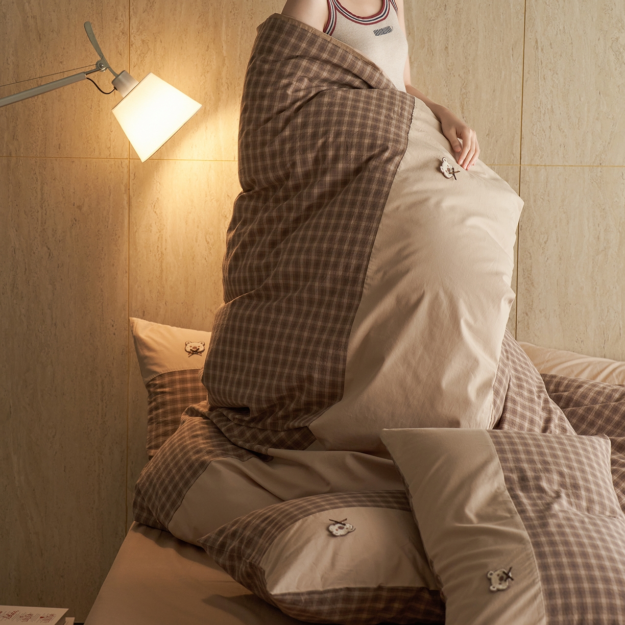 91家纺网 家纺一手货源 找家纺 安莱生活 2026年新品全棉纯棉色织水洗棉自然系列四件套-自然系列 若禾