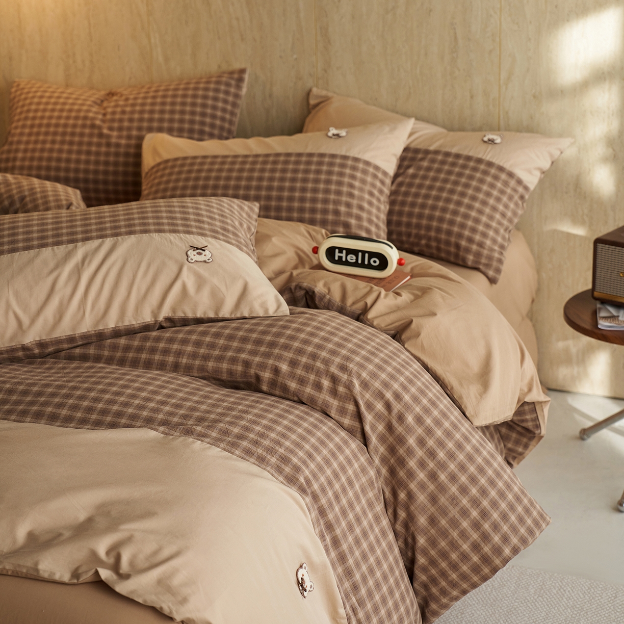 91家纺网 家纺一手货源 找家纺 安莱生活 2026年新品全棉纯棉色织水洗棉自然系列四件套-自然系列 若禾