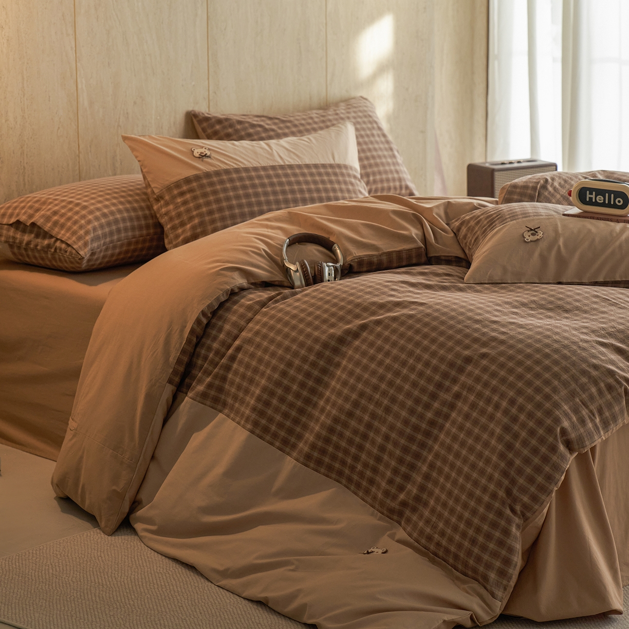 91家纺网 家纺一手货源 找家纺 安莱生活 2026年新品全棉纯棉色织水洗棉自然系列四件套-自然系列 若禾