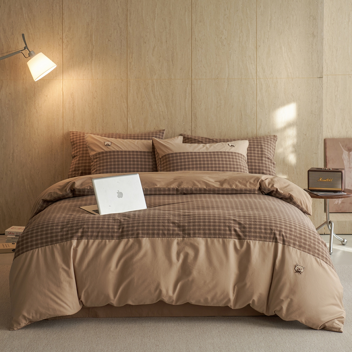 91家纺网 家纺一手货源 找家纺 安莱生活 2026年新品全棉纯棉色织水洗棉自然系列四件套-自然系列 若禾