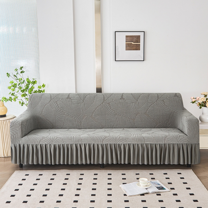 91家纺网 家纺一手货源 找家纺 （总）兴俪韵家纺 2025新款裙边款大枫叶双扶手提花绒沙发套