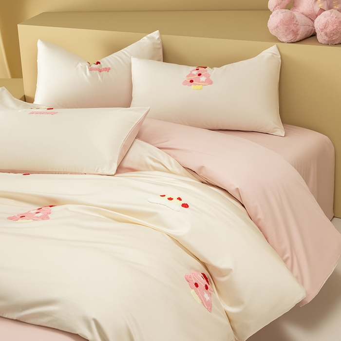 91家纺网 家纺一手货源 找家纺 （总）618家纺 2026新款A类100支全棉纯棉毛巾绣四件套-圣诞树系列