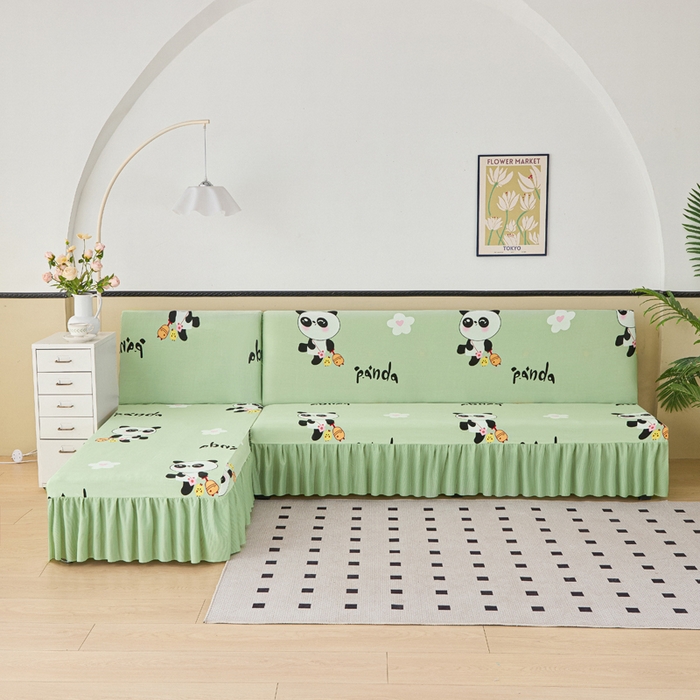 91家纺网 家纺一手货源 找家纺 兴俪韵家纺 2025新款裙边图案沙发床套-贵妃 小熊猫