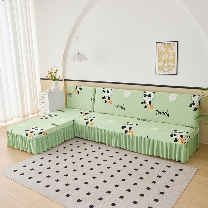 91家纺网 家纺一手货源 找家纺 兴俪韵家纺 2025新款裙边图案沙发床套-贵妃 小熊猫