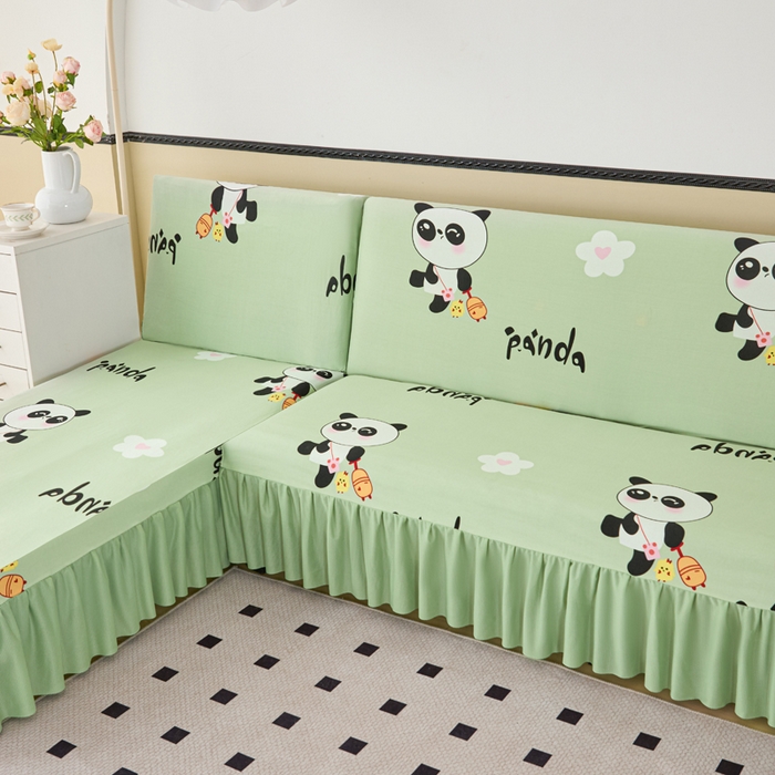 91家纺网 家纺一手货源 找家纺 兴俪韵家纺 2025新款裙边图案沙发床套-贵妃 小熊猫