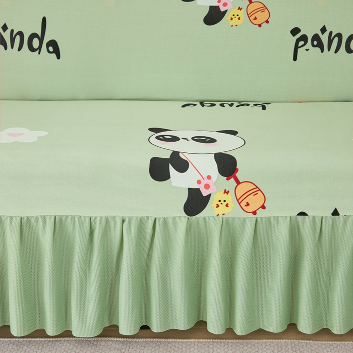 91家纺网 家纺一手货源 找家纺 兴俪韵家纺 2025新款裙边图案沙发床套-贵妃 小熊猫