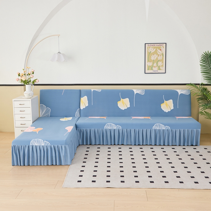 91家纺网 家纺一手货源 找家纺 兴俪韵家纺 2025新款裙边图案沙发床套-贵妃 银杏叶