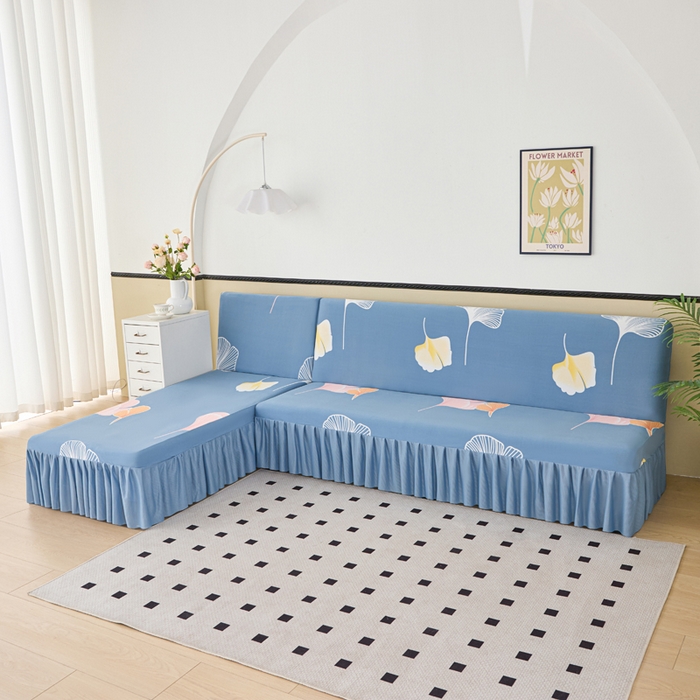 91家纺网 家纺一手货源 找家纺 兴俪韵家纺 2025新款裙边图案沙发床套-贵妃 银杏叶