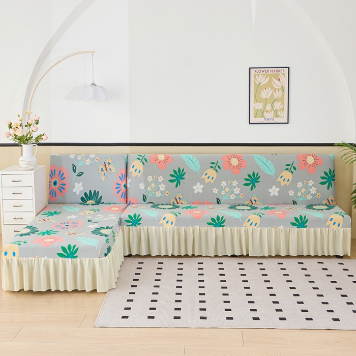 91家纺网 家纺一手货源 找家纺 兴俪韵家纺 2025新款裙边图案沙发床套-贵妃 植物花卉