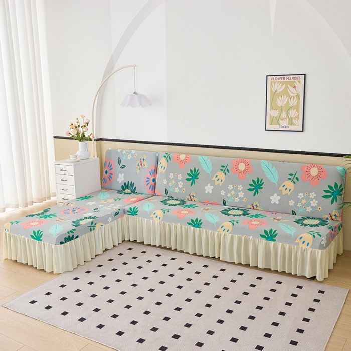 91家纺网 家纺一手货源 找家纺 兴俪韵家纺 2025新款裙边图案沙发床套-贵妃 植物花卉