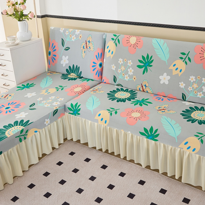 91家纺网 家纺一手货源 找家纺 兴俪韵家纺 2025新款裙边图案沙发床套-贵妃 植物花卉