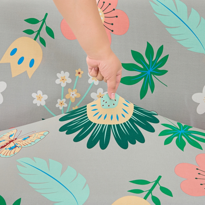 91家纺网 家纺一手货源 找家纺 兴俪韵家纺 2025新款裙边图案沙发床套-贵妃 植物花卉