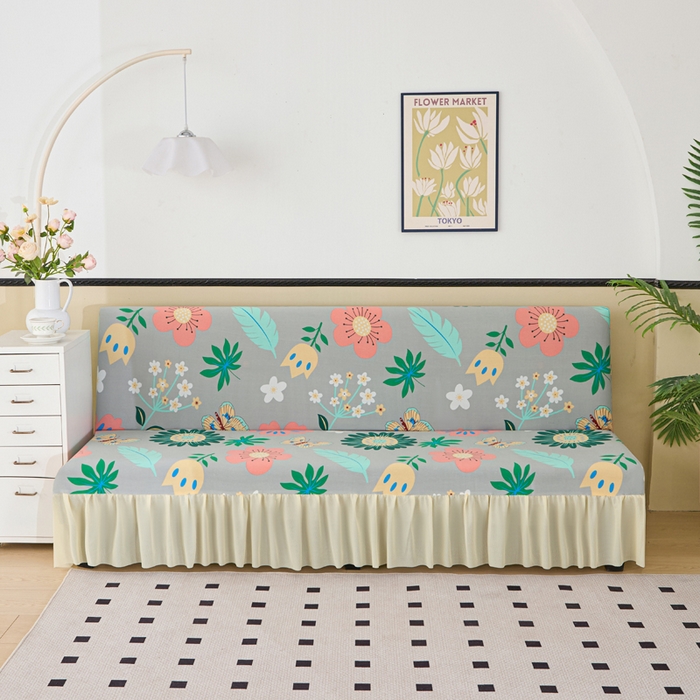 91家纺网 家纺一手货源 找家纺 兴俪韵家纺 2025新款裙边图案沙发床套-贵妃 植物花卉