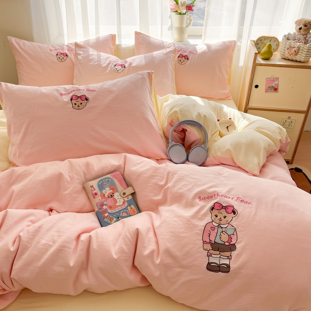 91家纺网 家纺一手货源 找家纺 优承佳生活馆 2025新款加厚超柔秋冬款纯色混搭皱感三层纱三件套四件套单被套系列 芙亚-米+浅咖