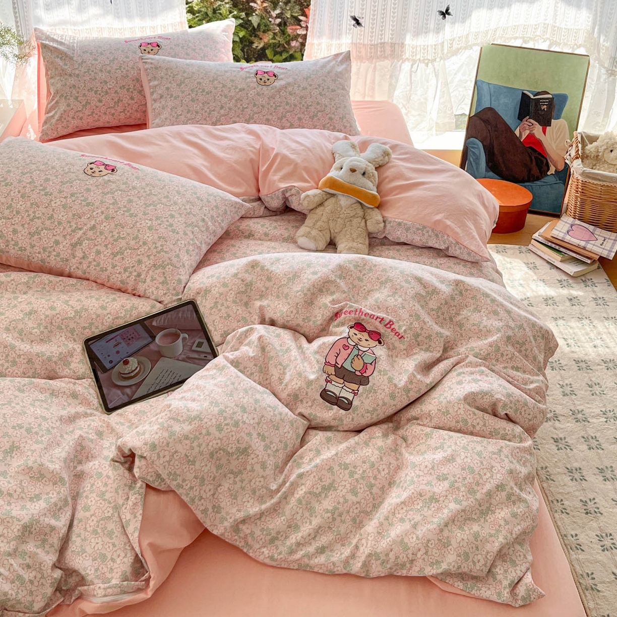 91家纺网 家纺一手货源 找家纺 优承佳生活馆 2025新款加厚超柔秋冬款纯色混搭皱感三层纱三件套四件套单被套系列 芙亚-米+浅咖