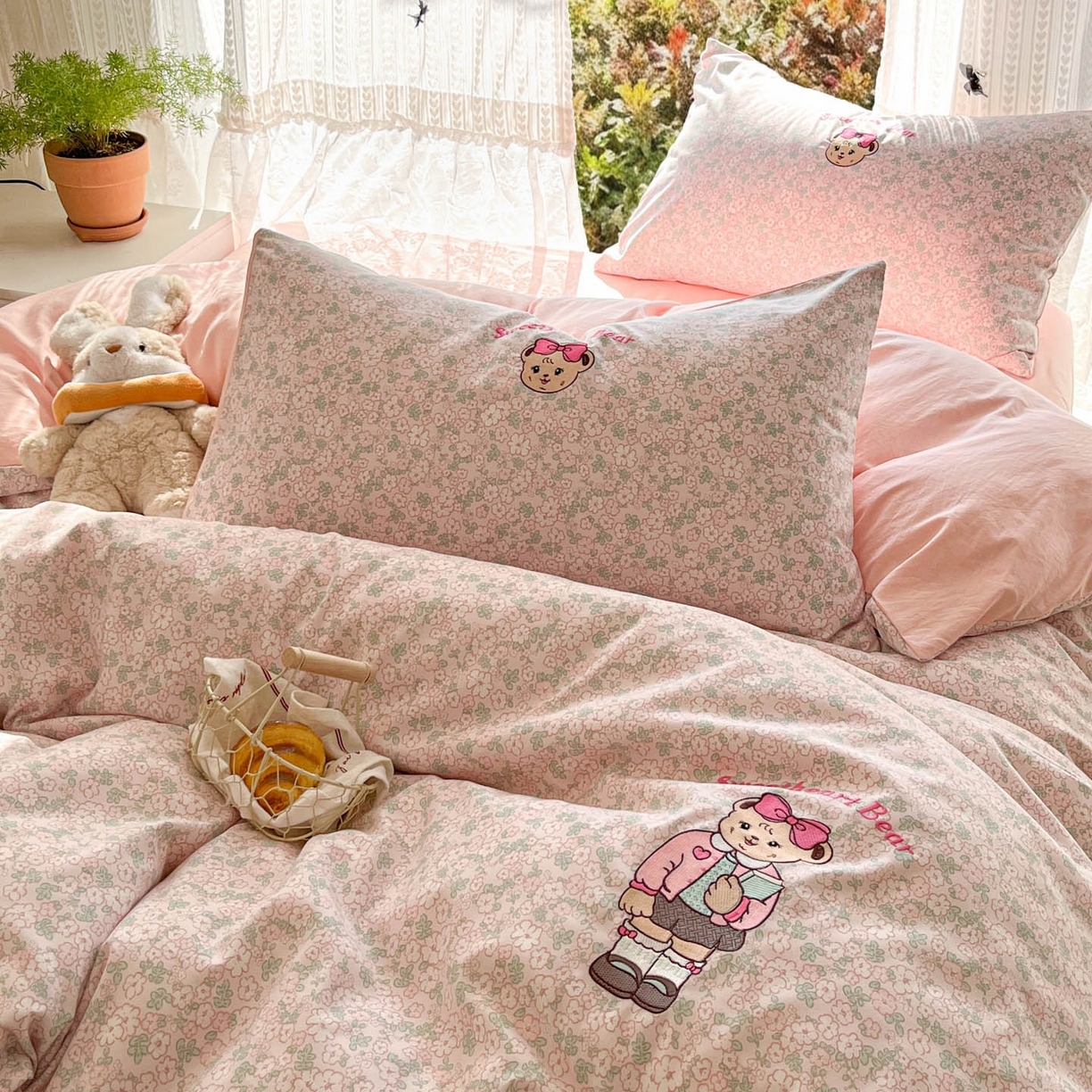 91家纺网 家纺一手货源 找家纺 （总）优承佳生活馆 2026新款软糯云朵棉刺绣三件套四件套单被套小熊系列-系列二