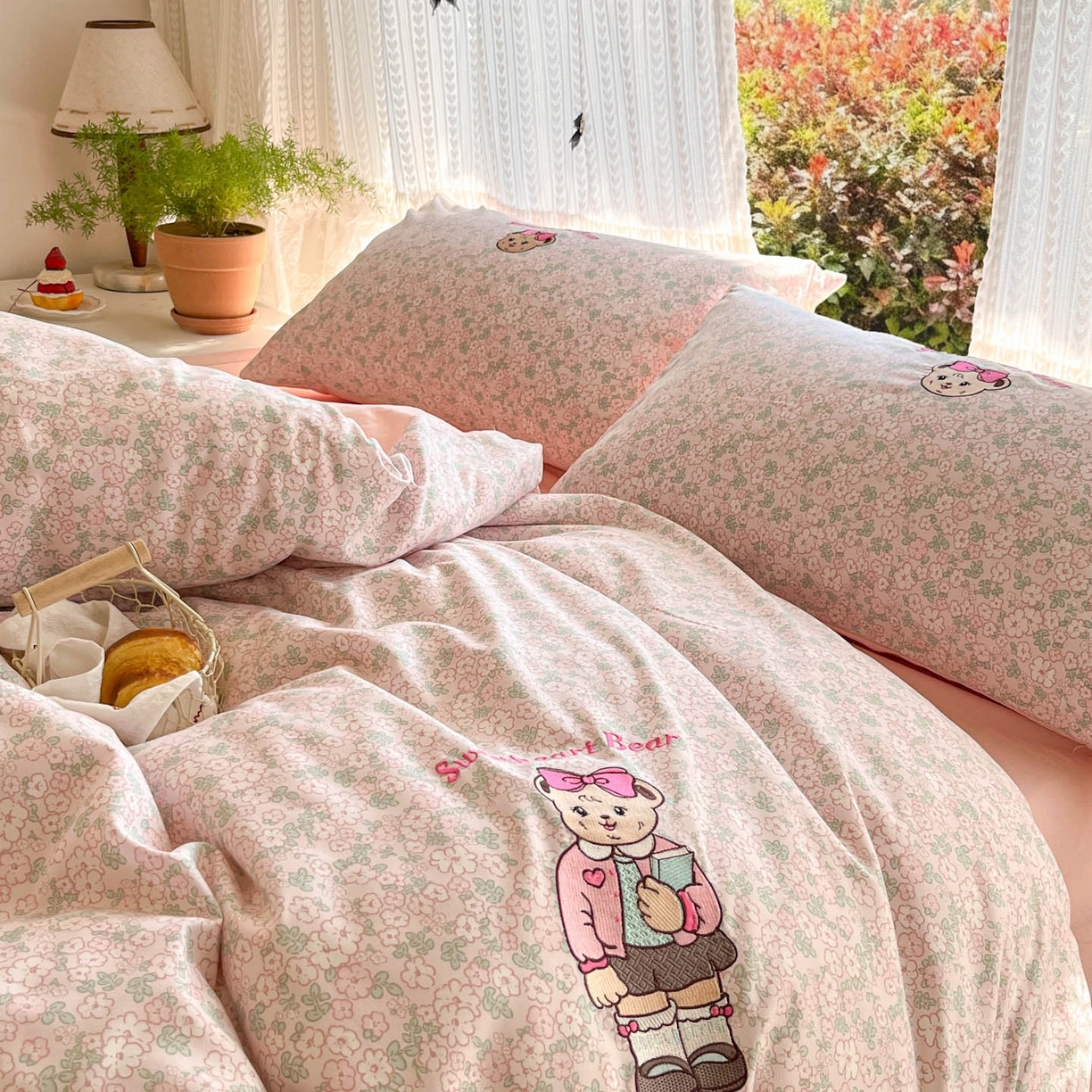 91家纺网 家纺一手货源 找家纺 （总）优承佳生活馆 2026新款软糯云朵棉刺绣三件套四件套单被套小熊系列-系列二