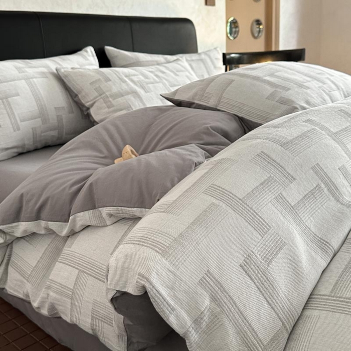 91家纺网 家纺一手货源 找家纺 （总）ab家纺 2026新款全棉纯棉三层纱提花四件套