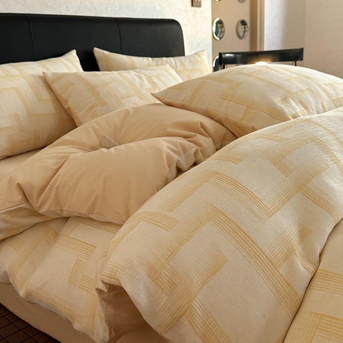 91家纺网 家纺一手货源 找家纺 （总）ab家纺 2026新款全棉纯棉三层纱提花四件套