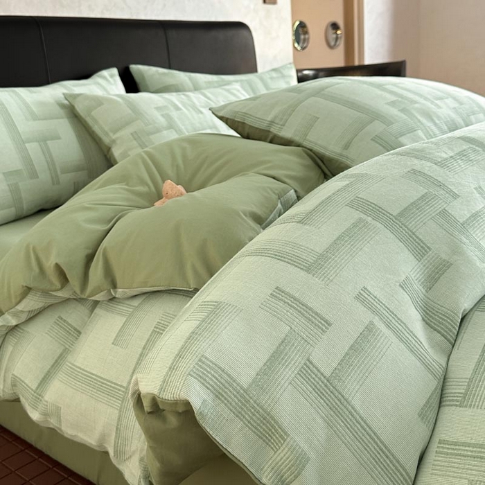 91家纺网 家纺一手货源 找家纺 （总）ab家纺 2026新款全棉纯棉三层纱提花四件套