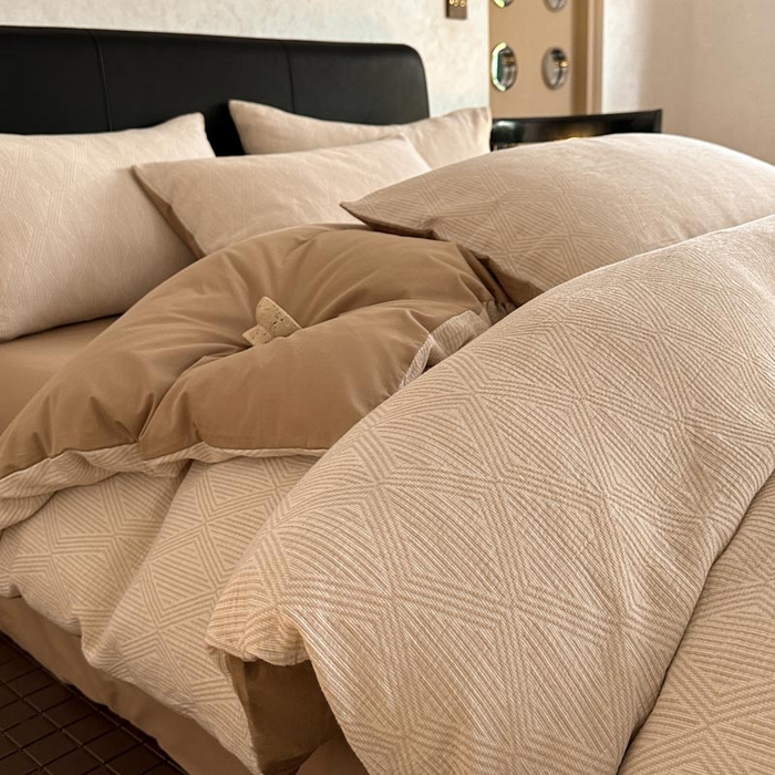 91家纺网 家纺一手货源 找家纺 （总）ab家纺 2026新款全棉纯棉三层纱提花四件套