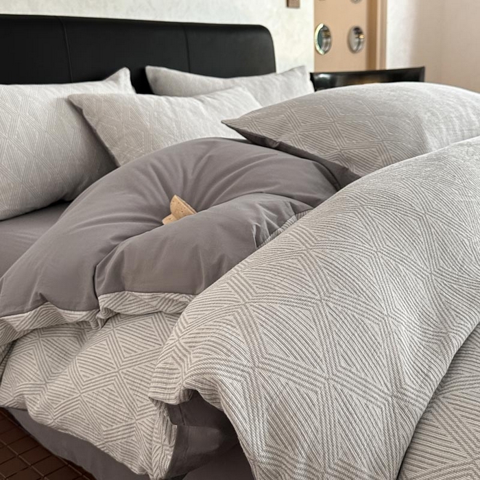 91家纺网 家纺一手货源 找家纺 （总）ab家纺 2026新款全棉纯棉三层纱提花四件套