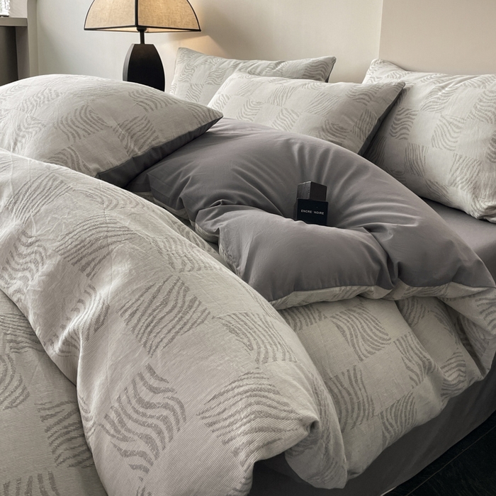 91家纺网 家纺一手货源 找家纺 （总）ab家纺 2026新款全棉纯棉三层纱提花四件套