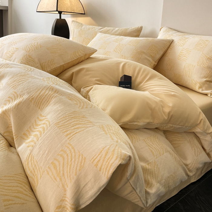 91家纺网 家纺一手货源 找家纺 （总）ab家纺 2026新款全棉纯棉三层纱提花四件套