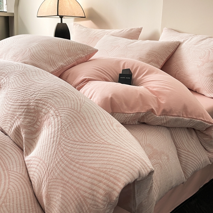 91家纺网 家纺一手货源 找家纺 （总）ab家纺 2026新款全棉纯棉三层纱提花四件套