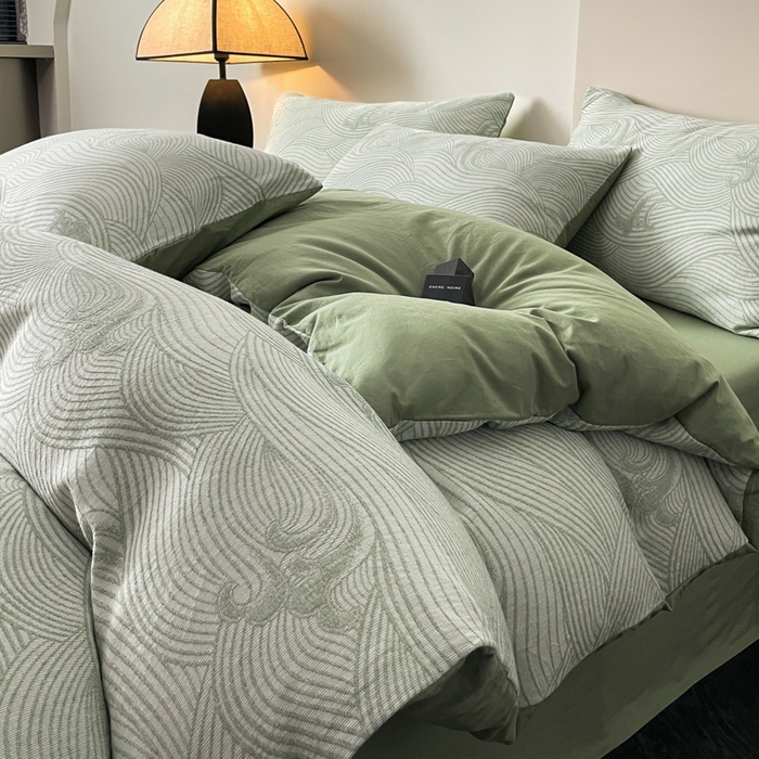 91家纺网 家纺一手货源 找家纺 （总）ab家纺 2026新款全棉纯棉三层纱提花四件套