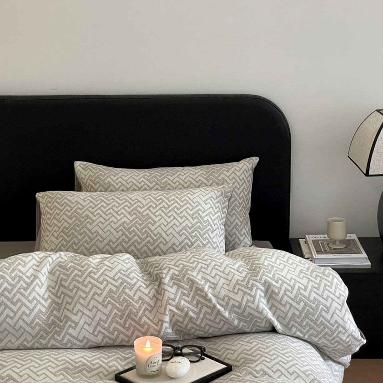 91家纺网 家纺一手货源 找家纺 ab家纺 2026新款全棉纯棉三层纱提花四件套 菱形格-灰