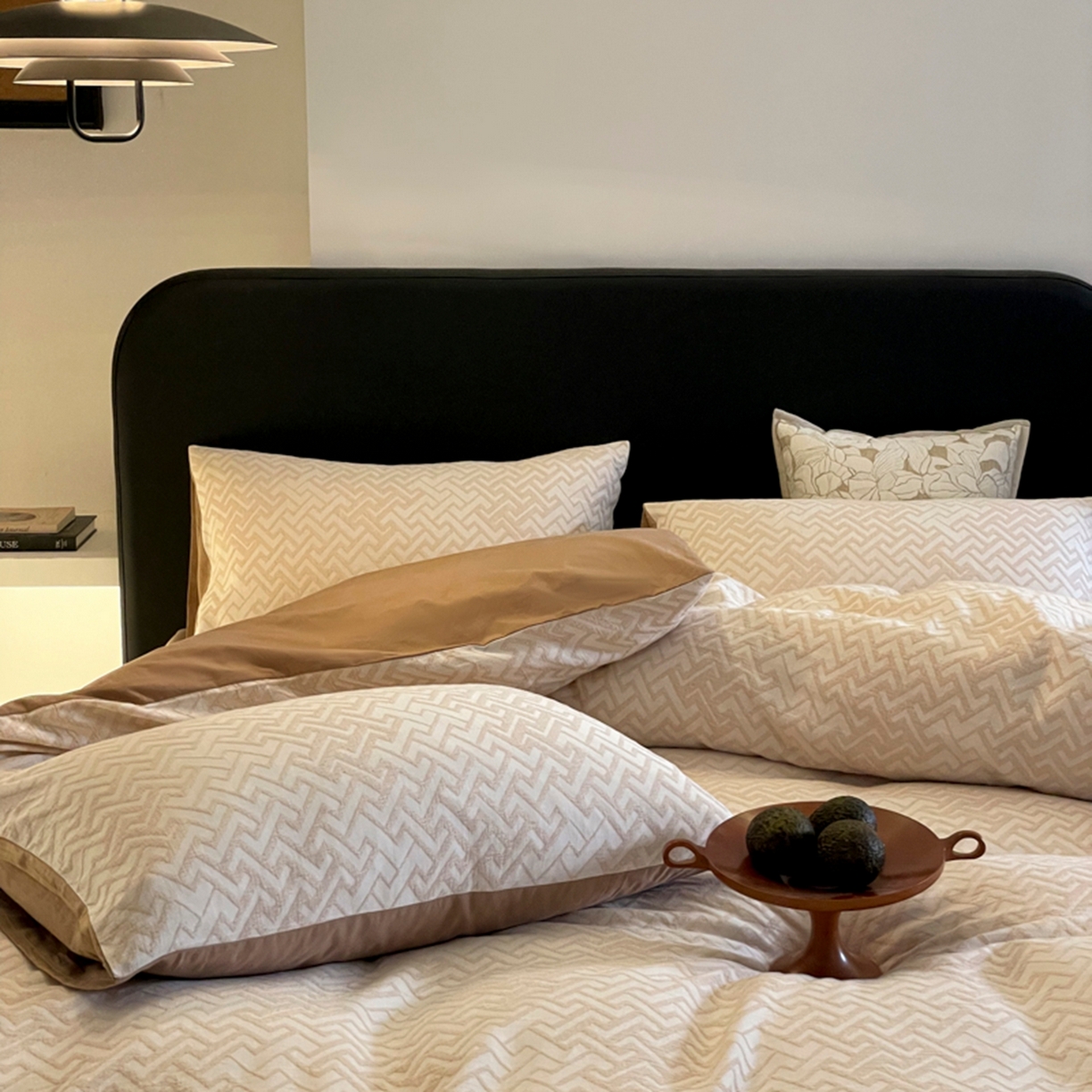 91家纺网 家纺一手货源 找家纺 ab家纺 2026新款全棉纯棉三层纱提花四件套 菱形格-米咖